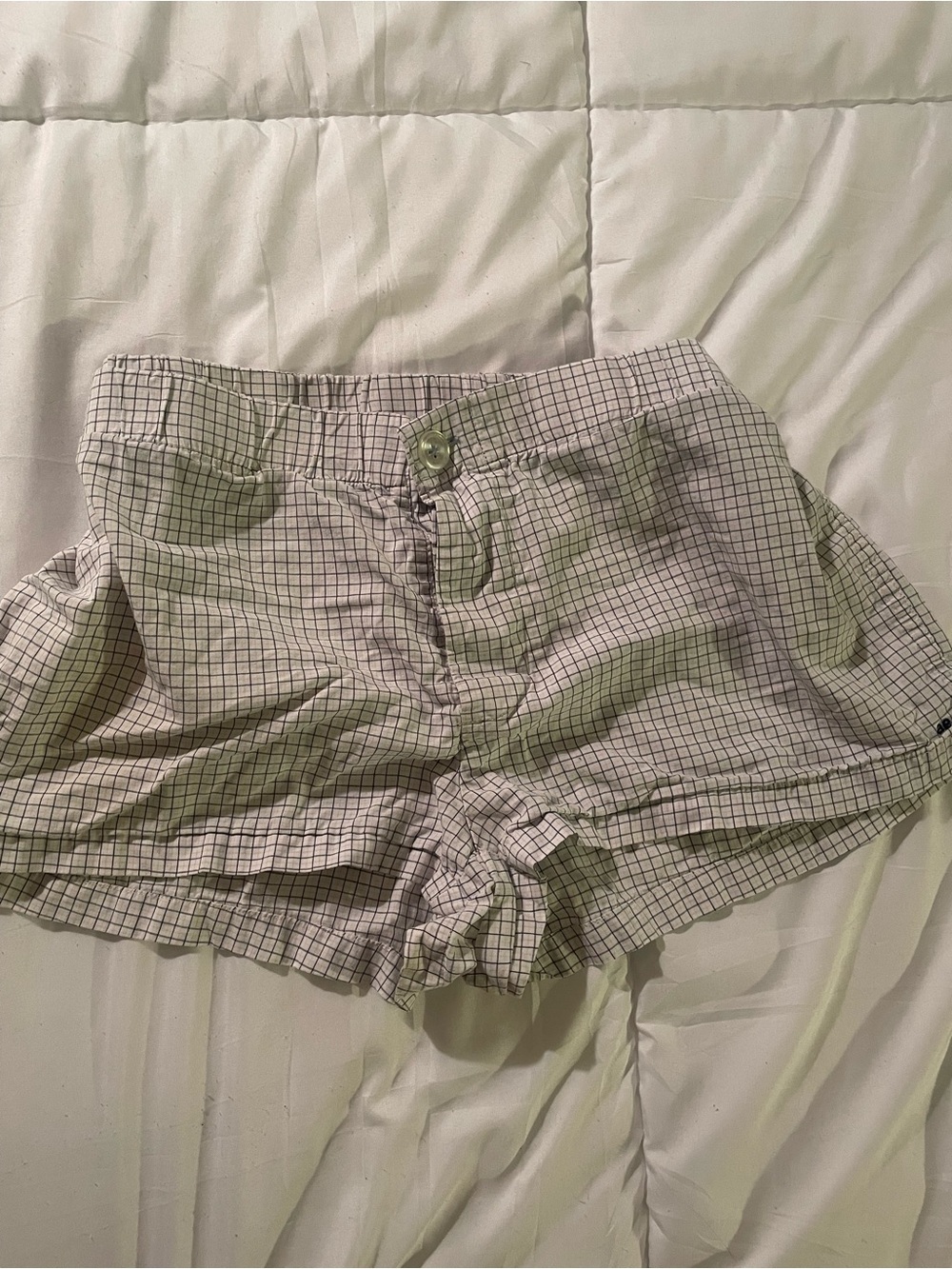 American Eagle Outfitters White Grid Low-Waist Women's Shorts